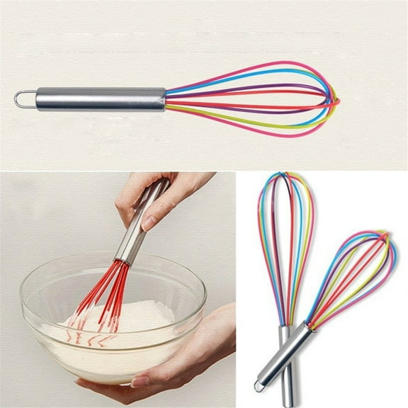 Travelwant Silicone Whisk, Stainless Steel Wire Whisk Set of 3 -Heat Resistant Kitchen Whisks for Non-stick Cookware, Balloon Egg Beater Perfect for Blending, Whisking
