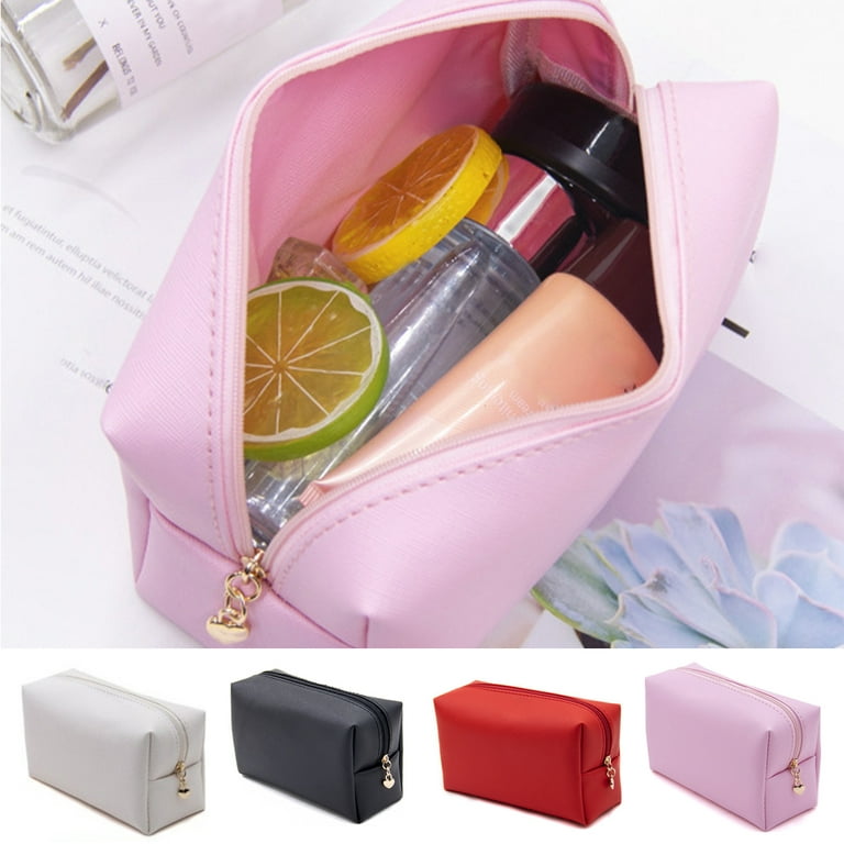 Travelwant Small Makeup Bag for Purse, Water-Resistant PU Vegan Leather Travel Cosmetic Pouch Portable Toiletry Bag for Women Girls Daily Storage