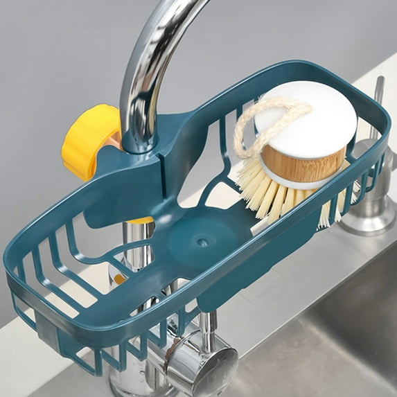 Travelwant Sponge Holder Over Faucet Kitchen Sink Caddy Organizer, Stainless Steel Detachable Hanging Faucet Drain Rack for Bathroom, Scrubbers, Soap