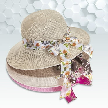 Travelwant Summer Straw Hat Bowknot Beach Sun Protection Hats Wide Brim Caps Summer Beach Sun Protective Hat Straw Hats for Women
