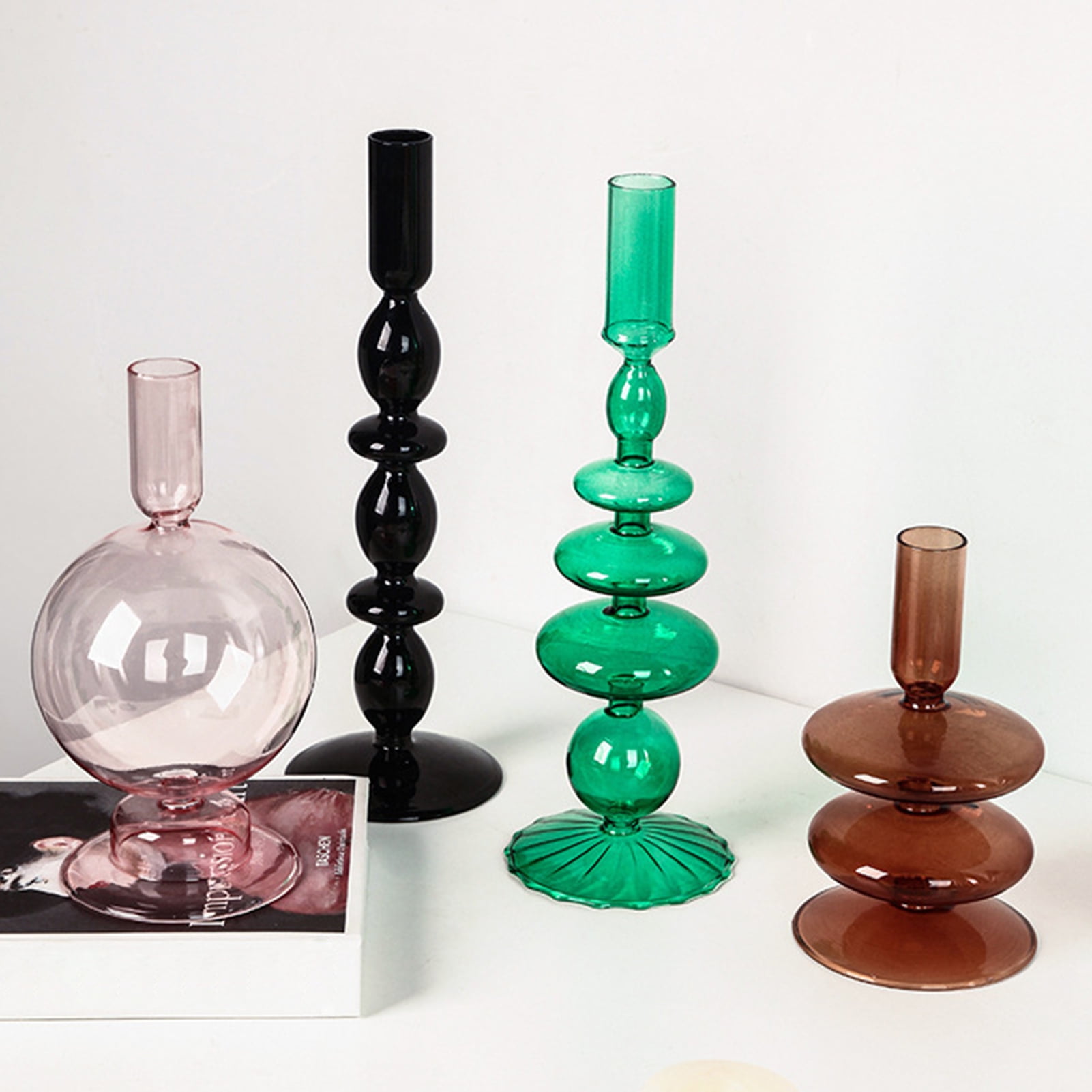 Travelwant Taper Candle Holders,Glass Candlestick Holders Bulk Clear