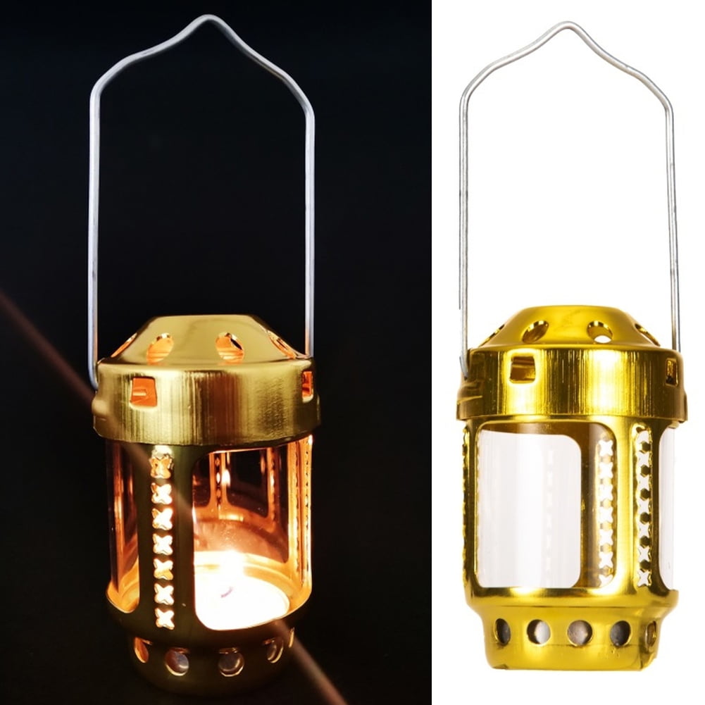 Washranp Mini Candle Lantern Hanging Candle Lamp Bright Aluminium Alloy  Brass Night Fishing for Outdoor Camping Angling Yellow