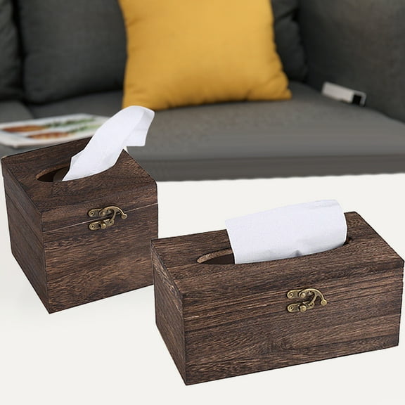 Travelwant Tissue Box Cover, Modern Paper Facial Tissue Box Holder Square Tissue Box Covers Wood, Decorative Tissue Box Walnut Tissue Box Holders