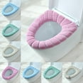 thumbnail image 1 of Travelwant Toilet Seat Cover Pads- Thicker Soft Bathroom Warmer Handle Toilet Seat Cover Pad, Stretchable Washable and Easy Installation Cushioned Lid Seat Covers -Fits Most Toilet Seats, 1 of 2