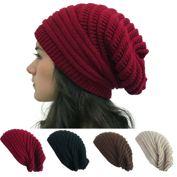 Travelwant Tough Headwear Slouchy Beanie Winter Hat for Women - Slouch Oversized Cable Knit Hats - Cold Weather Warm Chunky Knitted Cap