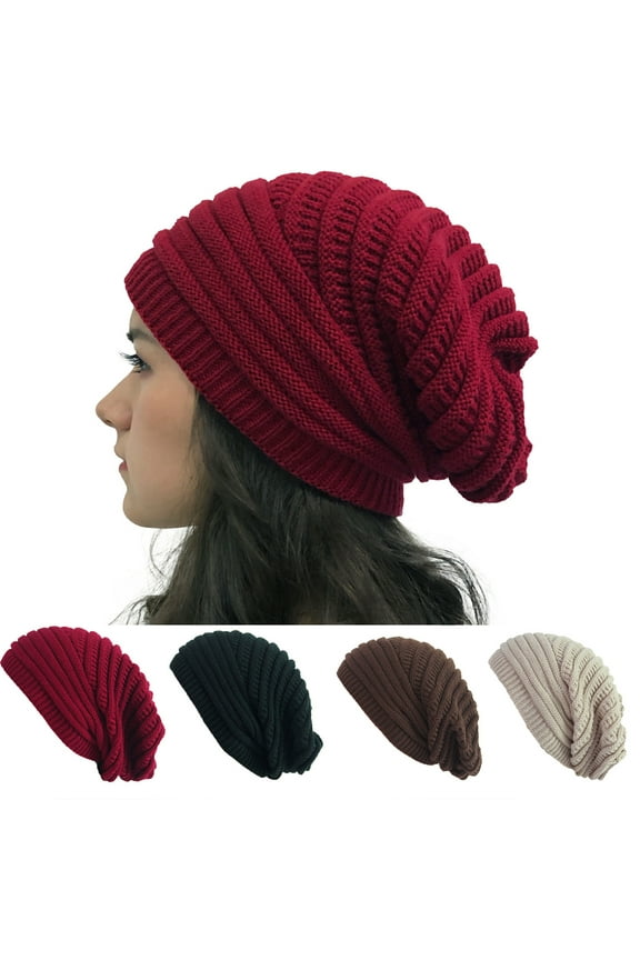 Tough Headwear Slouchy Beanie Winter Hat for Women - Slouch Oversized Cable Knit Hats - Cold Weather Warm Chunky Knitted Cap