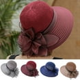 thumbnail image 1 of Travelwant Unisex Fashion Flower Lace Ribbon Wide Brim Caps, Navy Blue, 1 of 7