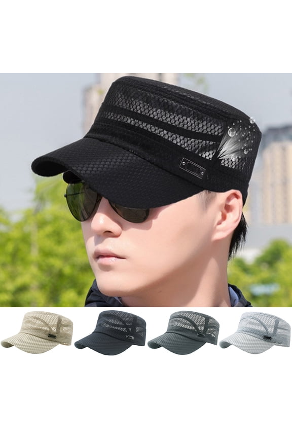 Unisex Quick Dry Flat Top Cadet Caps Adjustable Snapback Corps Military Stylish Flat Top Hats
