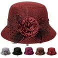 thumbnail image 1 of Travelwant Vintage Felt Cloche Hat Winter Floral Fedora Bucket Hat Bowler Hats, 1 of 7