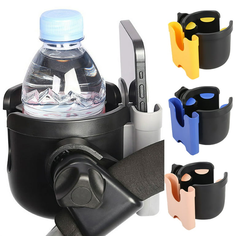 Travelwant Walker Cup Holder-2 in 1 Universal Baby Stroller Cup Holders,Large Caliber Designed with Phone Holder, 360 Degrees Rotation Bottle Rack