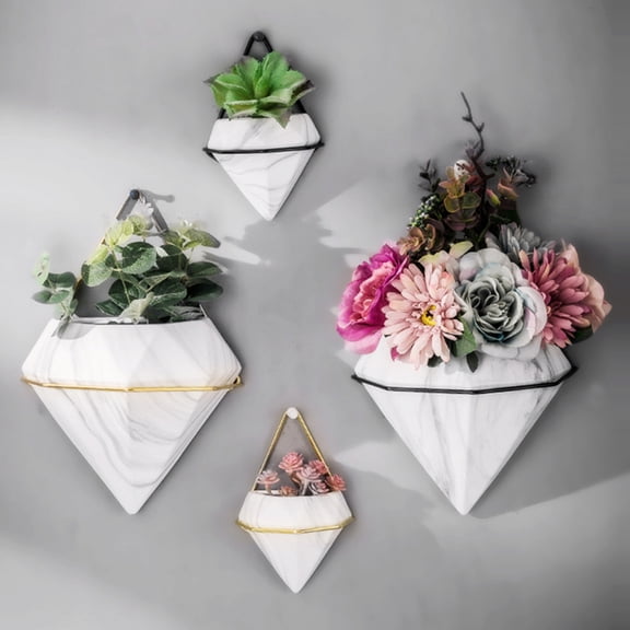 Travelwant Wall Planter Ceramic Hanging Planter, Succulent Planters Indoor Vase Geometric Wall Decor Flower Plant Pots