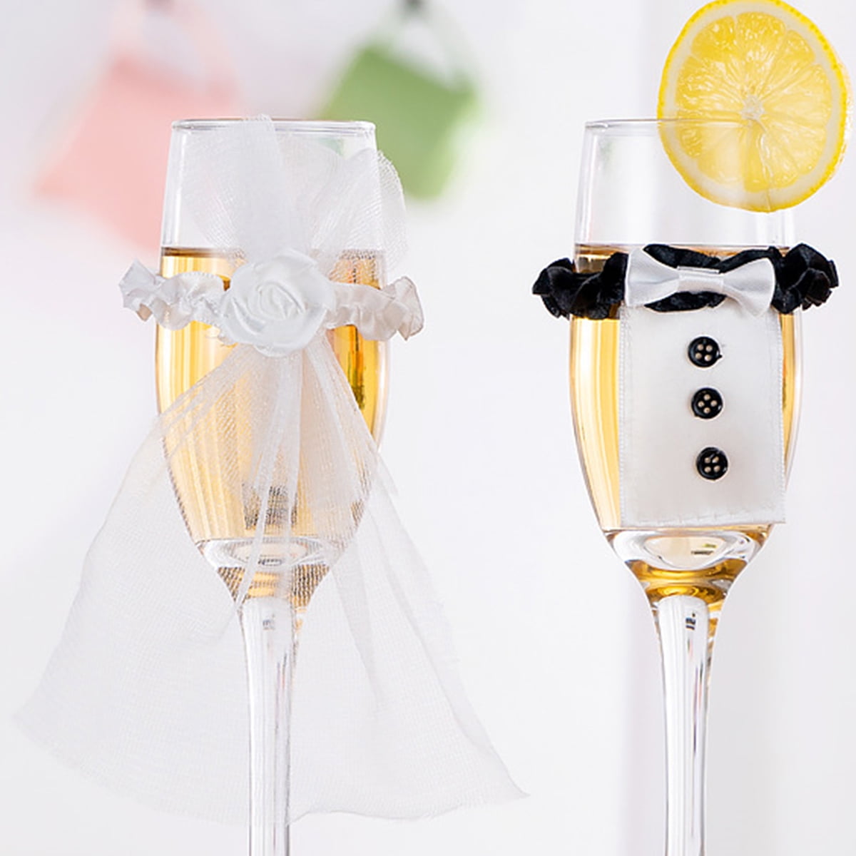 Travelwant Wedding Tuxedo Dress Wine Glasses-Bride and Groom Champagne ...