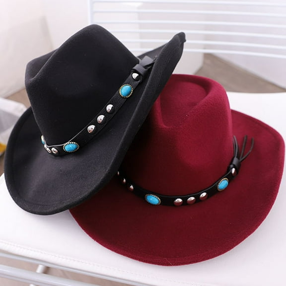 Travelwant Western Cowboy & Cowgirl Hat Pinch Front Wide Brim Style Men & Women's Woven Straw Cowboy Hat w/Hat Band