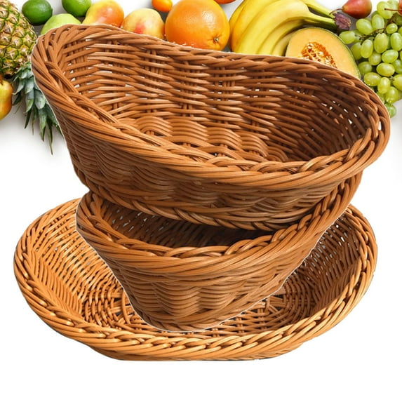 Travelwant Wicker Bread Basket, Woven Tabletop Food Fruit Vegetables Serving, Restaurant Serving Basket