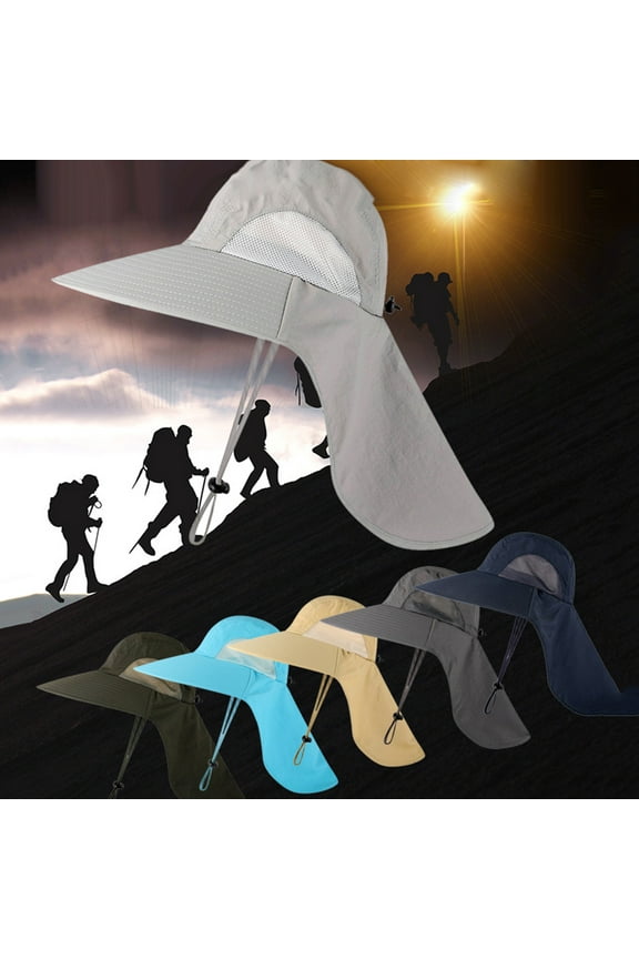 Wide Brim Sun Hat with Neck Flap, UPF 50+ Hiking Safari Fishing Caps for Men and Women