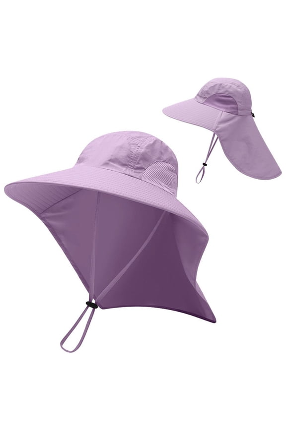Wide Brim Sun Hat with Neck Flap, UPF 50+ Hiking Safari Fishing Caps for Men and Women