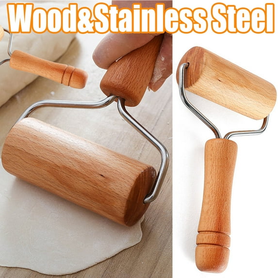 Travelwant Wide Wood Pastry Pizza Roller Wooden Brayer Wooden Rolling Pins Wood Dough Roller 5D Diamond Painting Tool Wooden Roller for Baking or Ceramic Pottery Clay Working