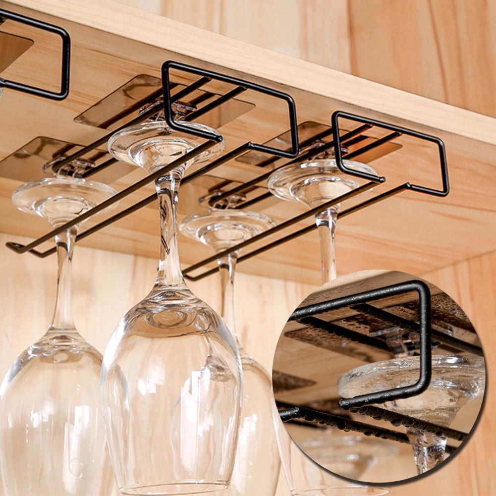 Wovilon Storage Rack Wine Glass Holder Under Shelf Or Cabinet Punch-Free Wine  Glass Rack Plastic Stemware Rack Glassware Drying Storage Hanger For  Kitchen,Bar And Rest 