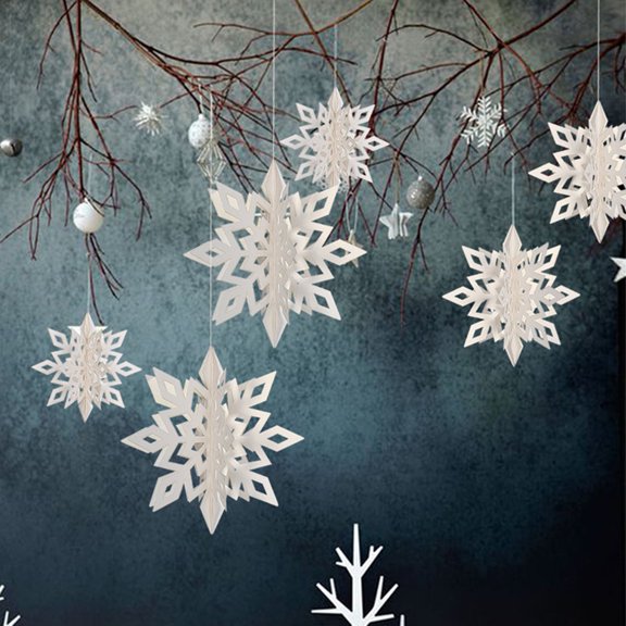 Travelwant Winter Christmas Party Decorations 3D Snowflake Hanging Decoration Set 3D Hanging Snowflake Decoration Pendant for Christmas Winter Party New Year Home Decor