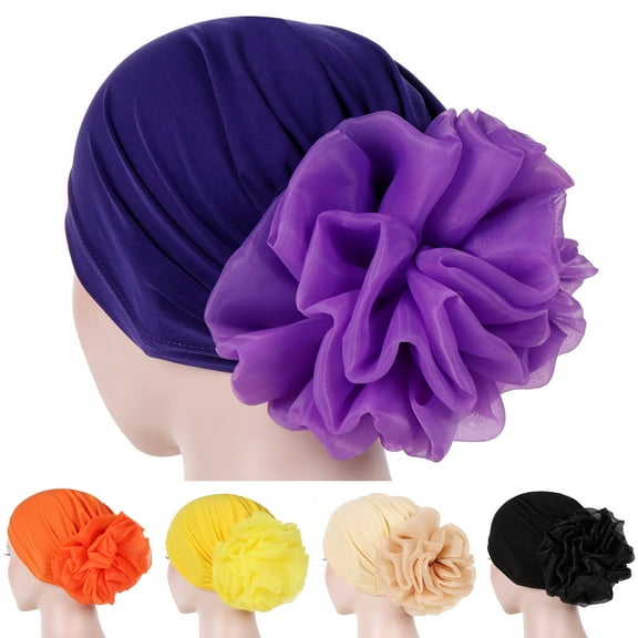 Travelwant Women Flower Elastic Turban Headwrap Sleep Beanie Pre-Tied Bonnet Knot Chemo Cap Hat