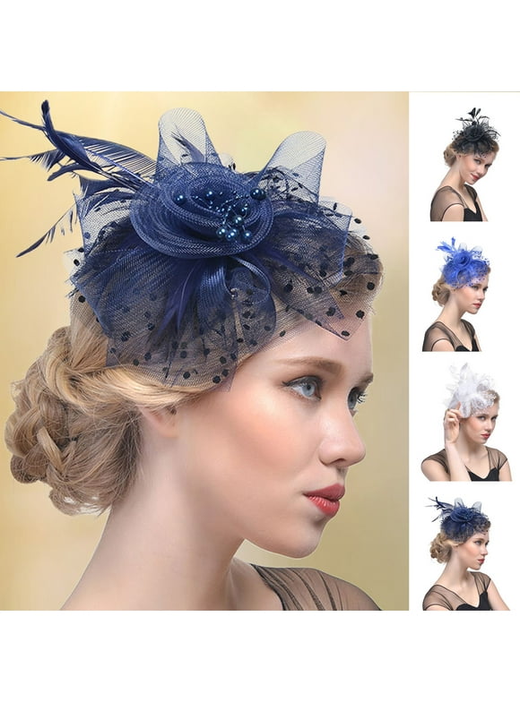Travelwant Women Girl Fascinators Hair Clip Hairpin Hat Feather Cocktail Wedding Tea Party Hat