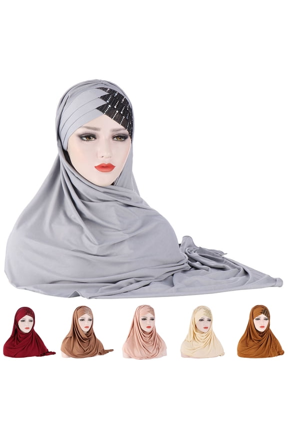 Women Glitter Sequin Hijab Muslim Head Wrap Scarf Long Turban Headband Hair Cap Shawl