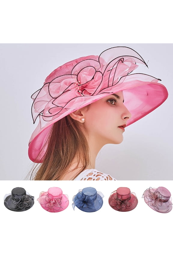 Women Kentucky Derby Hat Organza Hats Two Wear Ways,Hat Flower Can Be Used As a Headwear