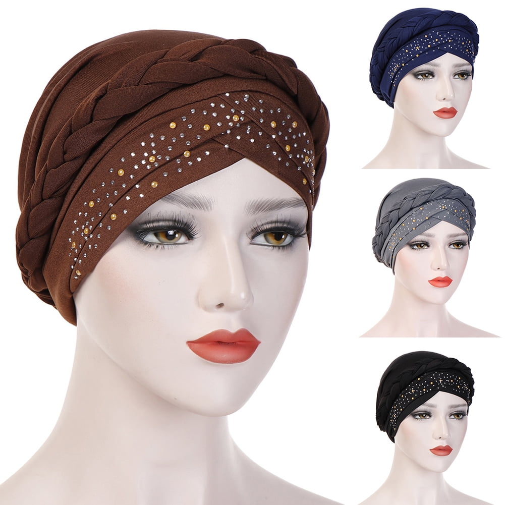 Turbante Donna Pre-Annodato - Foulard Chemioterapia Setoso Con Treccia - Foto 4