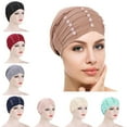 thumbnail image 1 of Travelwant Women Lady Girls Soft Headscarf Solid Color Flower Design Hair Cover Muslim Bonnet Turban Hat Hijab Cap, 1 of 1