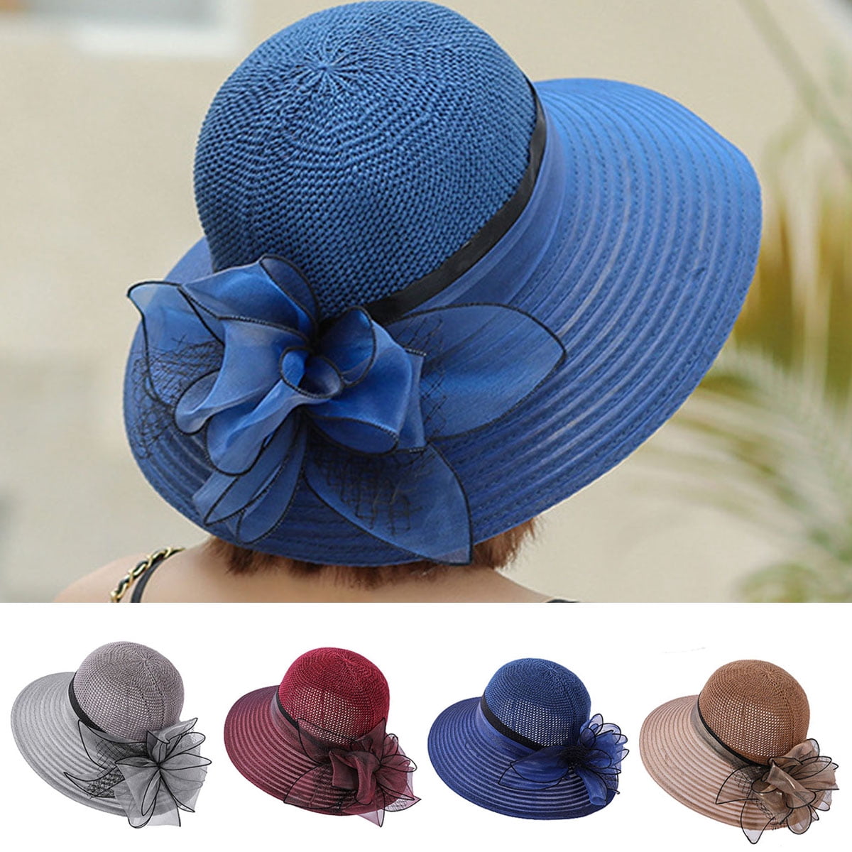 4998 Women\'s Derby Hat Elegant Lady Organza Wedding Bowler Cloche Hats Amazon.com: ORIDOOR Women main image 2