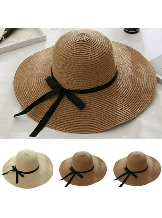 Hevirgo Cowboy Hat Classic Vintage Hollow Out unisex Curled Edge Wide Brim Men Sun Hat Fishing Hat Beige Straw, Women's, Size: One Size