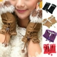 thumbnail image 1 of Travelwant Women Teen Classic Winter Warm Rabbit Fur Hands Wrist Fingerless Gloves Mittens Womens Gloves Faux Fur Winter Warm Mittens Half Finger Suede Leather Short Gloves Christmas Gift, 1 of 2