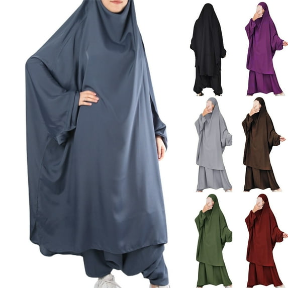 Travelwant Women's Chiffon Kaftan Abaya Dress Muslim Long Sleeve Self Tie Flowy Maxi Dress Islamic Evening Gown Kaftan Arab Jilbab
