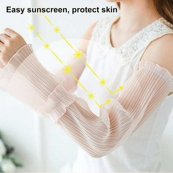 Travelwant Women's Long Ultra thin Lace Gloves Sun UV Cooling Mesh Arms Legs Sleeves Fingerless Tulle Sunscreen Accessory for Party Outdoor Sport Activities
