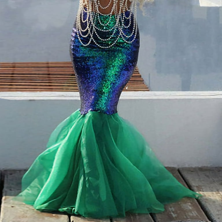 Travelwant Women's Mermaid Tail Costume Sequin Maxi Skirt Cosplay