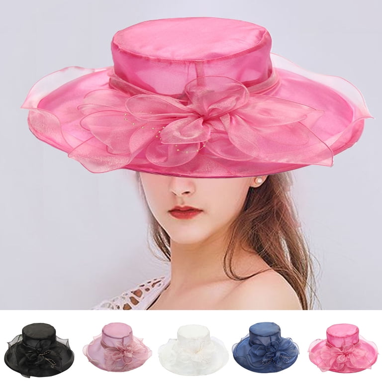 1453 Women’s Organza Church Tea Party Wedding Fascinator Hat Uv-anti Wide Womens Organza Church Tea Party Wedding Fascinator Hat UV  main image 3