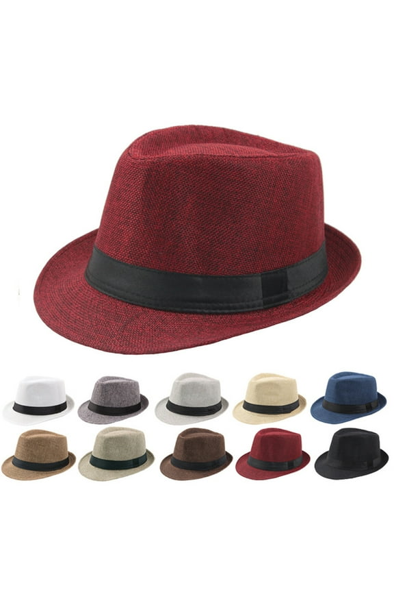 Womens & Mens Wide Brim Fedora Hats Felt Panama Cap Casual Hats with Belt