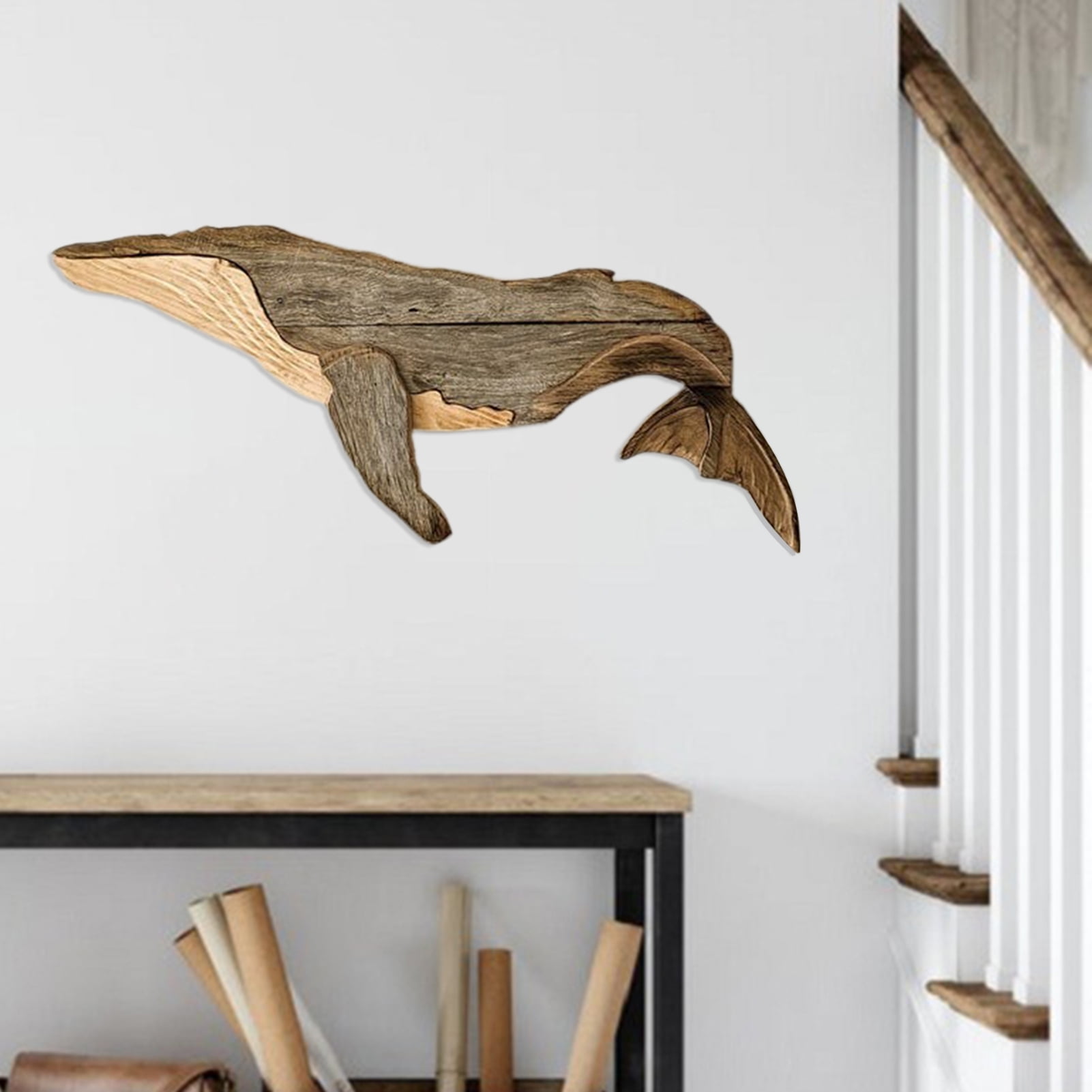 Travelwant Wooden Whale Wall Decor Hand cut According to Logs