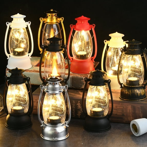 Travelwant intage LED Hurricane Lantern Antique Metal Hanging Warm White Battery with Dimmer Switch