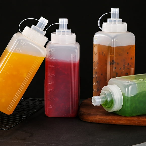 Travelwant 800ml Plastic Squeeze Squirt Condiment Bottles with Twist on Cap Lids - Top Dispensers for Ketchup Mustard Mayo Hot Sauces Olive Oil - Bulk Clear BPA Free BBQ
