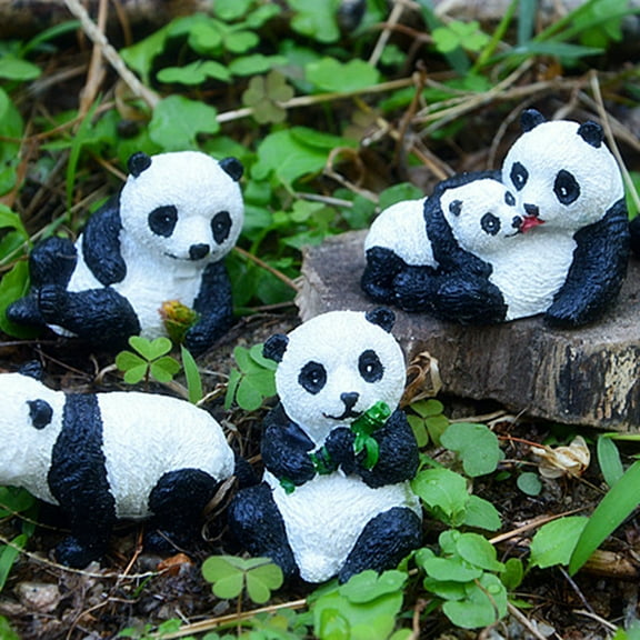 Travelwnat 5Packs Miniature Fairy Garden Panda Statue | Panda Figurine for Outdoor, House/Home Decor, Fairy Garden and Terrarium or Gifting