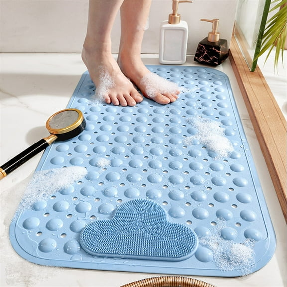 Travelwnat Shower and Bath Mat,Machine Washable Bathtub Mats, Extra Large Tub Rug, Drain Holes and Suction Cups to Keep Floor Clean, Soft on Feet, Bathroom Accessories