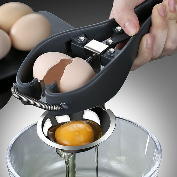 Travelwnat Stainless Steel Egg Separator Automatic Egg Cracker for Raw Egg White Separator Tool Handheld Egg Opener Easy Eggshell Cutter Creative Kitchen Gadget Tool