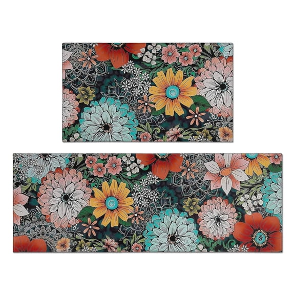 Travelydsg Kitchen Mats for Floor Sets Of 2, Washable Anti Fatigue Mat for Cushioned, Waterproof Kitchen Rugs, Kitchen Mat for Home Kitchen Decor or Office 17"x30"+17"x47"