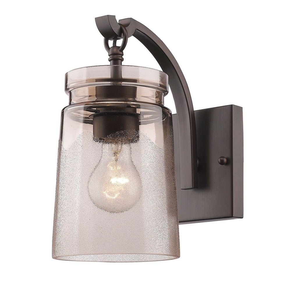 Bronze Dimmable Transitional Sconce with Frosted Glass Shade