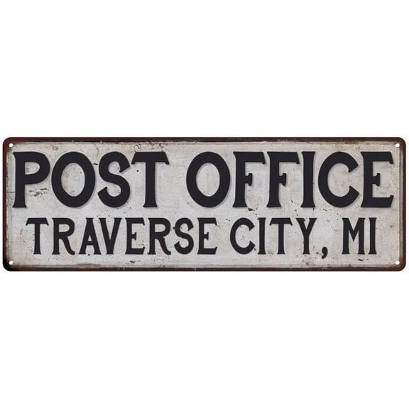 Traverse City, Mi Post Office Metal Sign Vintage 8x24 108240011497