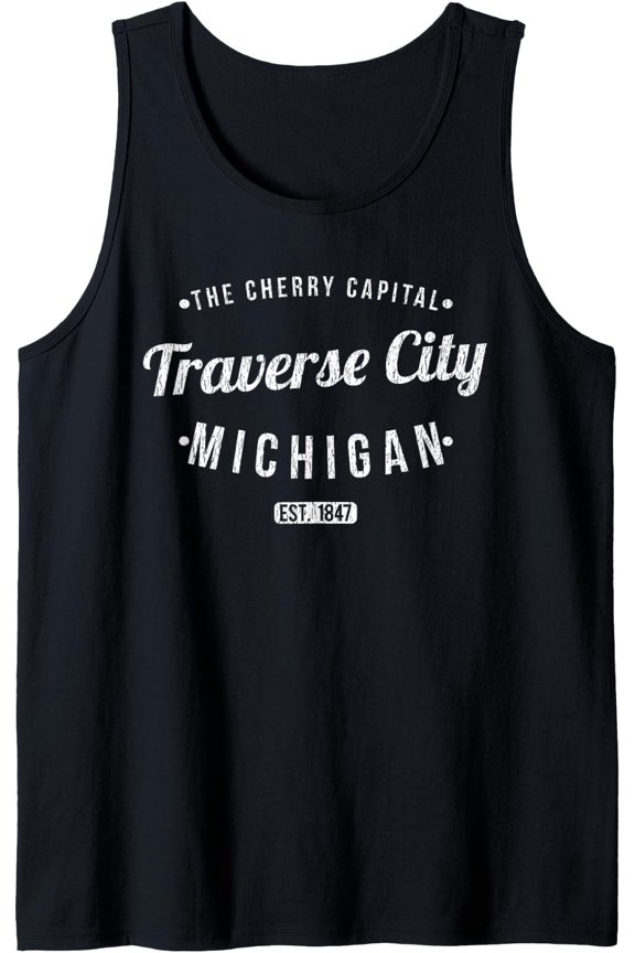 Traverse City Michigan Vintage Souvenir Mi Traverse City Tank Top Size S-3XL