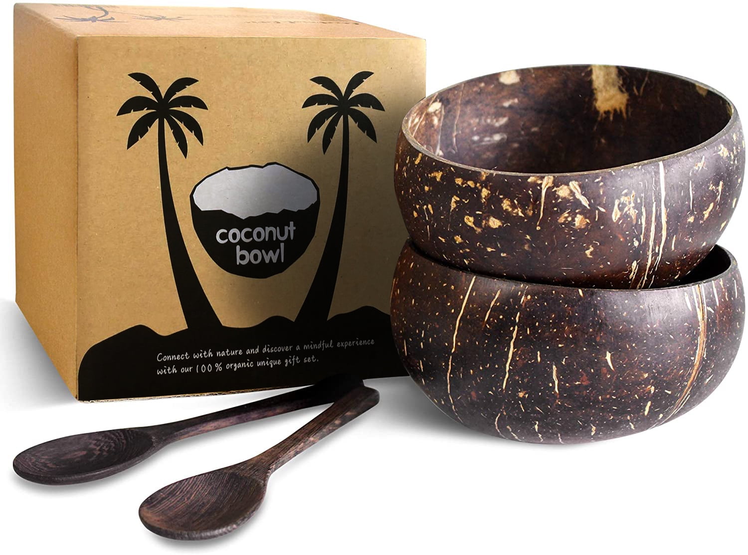 Traverse Supply Co Jumbo Coconut Bowls and Wooden Spoons, 2 Sets, Polished