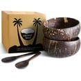 thumbnail image 1 of Traverse Supply Co Jumbo Coconut Bowls and Wooden Spoons, 2 Sets, Polished, 1 of 7