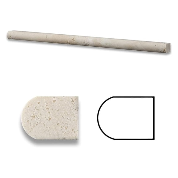 Travertine 1/2 X 12 Pencil Liner Trim Molding, Honed - Box of 5 pcs.